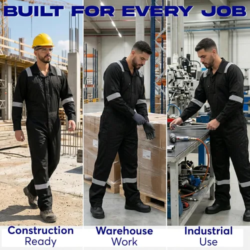 Vista 6 de Kolossus Mono de trabajo de alta visibilidad para hombre, traje de trabajo industrial duradero Negro
