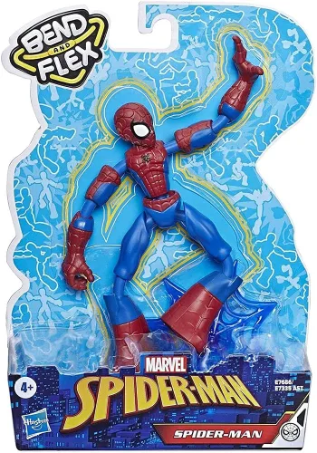 Vista 2 de Marvel Spider-Man Bend and Flex Spider-Man Figura de acción, juguete flexible de 6 pulgadas, incluye accesorio web, a partir de 4 años