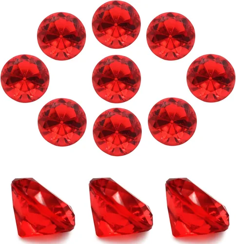 Vista 12 de 100 piezas de diamantes de acrílico transparente de 1 pulgada para decoración de mesa de boda, confeti de gemas para relleno de jarrones, decoración