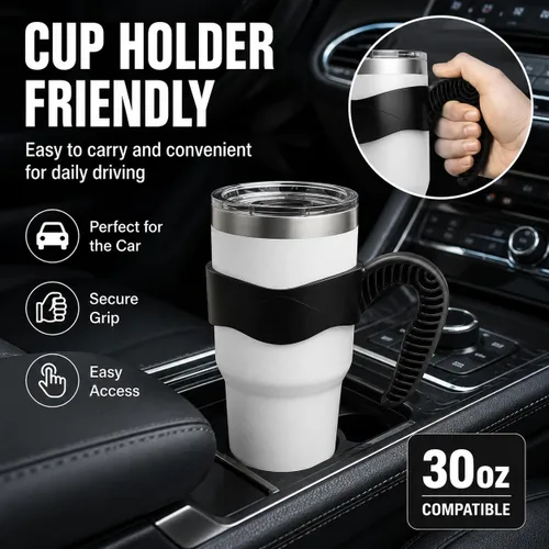Vista 2 de Hyturtle 1 Pieza Mango Elegante y Funcional Negro para Vasos de 30 onzas - Compatible con Vasos YETI de 30 OZ - Agarre Seguro, Ligero, Apto