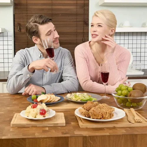 Vista 5 de Tablas de cortar de bambú para cocina, tabla de cortar de madera con soporte, juego de tablas de cortar de bambú reversible con ranuras para jugo