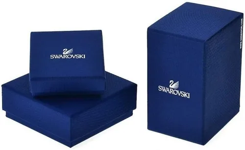Vista 2 de Swarovski Twist Hoop Earrings Collection, Rhodium Finish, Blue Crystals, Clear Crystals