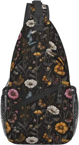 Vista 18 de Bolso bandolera para hombres y mujeres, mochila cruzada floral de tulipán pastel, mochila casual de senderismo para viajes, deportes, correr, bolsa
