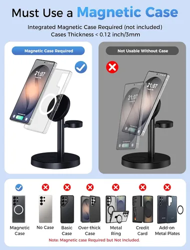 Vista 8 de Aeinidi Cargador inalámbrico magnético fuerte súper rápido para Samsung Negro