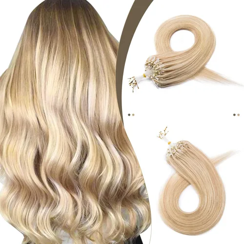 Vista 31 de SEGO Extensiones de cabello humano con micro cuentas, extensiones de cabello humano con micro bucle, lacio, natural, fusión fría, 1.76 oz/paquete