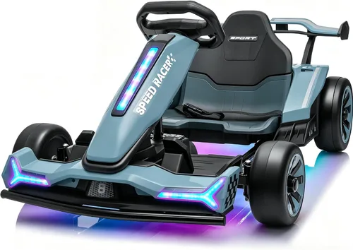 Vista 14 de Go Kart eléctrico de 24 V para niños, carrito de deriva, kart a la deriva Negro