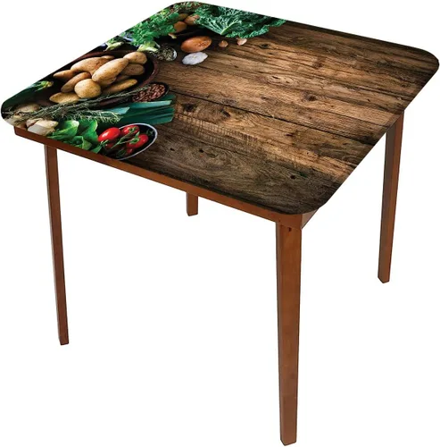 Vista 3 de Manteles de cosecha de verduras en mesa de madera, manteles decorativos para el hogar, se adapta a mesas de 24 x 24 pulgadas, ideal para la cocina