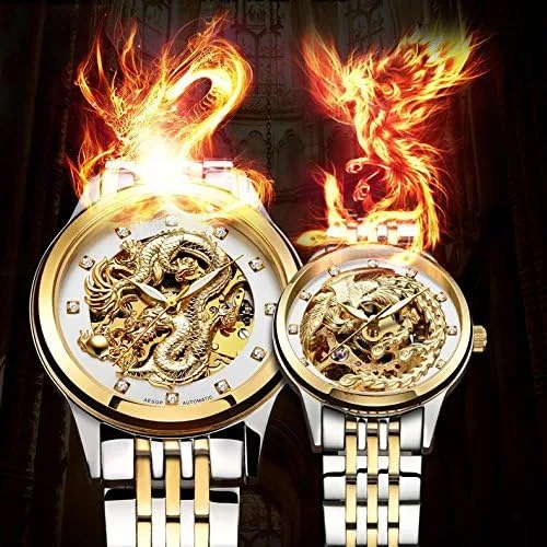 Vista 7 de Gosasa Reloj de oro mecánico impermeable con esfera tallada de lujo para hombre