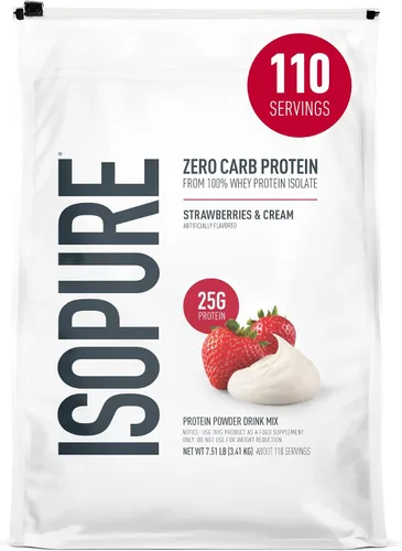 Vista 25 de Isopure Zero Carb 100% Proteína Pura de Suero Aislado en Polvo, Libre de Lactosa, Libre de Gluten, Con Vitaminas, Crema de Plátano, 25g de Proteína
