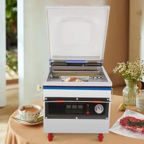 Vista 3 de Máquina selladora al vacío, 360W 110V Máquina de envasado al vacío de alimentos comerciales, sellador al vacío de cámara eléctrica Sellador digital