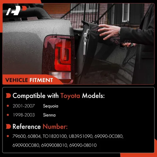 Vista 2 de A-Premium Manija del maletero de la puerta trasera compatible con Toyota Sienna 1998-2003, Sequoia 2001-2007 – Ensamblaje de la manija de la puerta