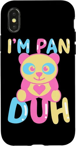 Vista 4 de iPhone 15 Pansexual I'm Pan Duh LGBTQ Bisexual Rainbow Cute Panda Bear Case