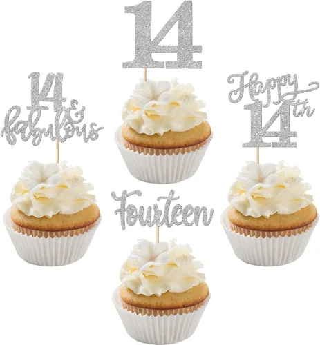 Vista 39 de Rsstarxi Paquete de 24 adornos con purpurina para cupcakes de 30 cumpleaños, treinta y 30 fabulosas selecciones de cupcakes, decoraciones para feliz