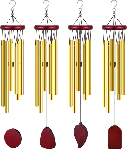 Vista 8 de Tatuo 4 Piezas Carillones de Viento Conmemorativos de 28 Pulgadas de Madera Carillones de Viento de Condolencia Regalo de Condolencias DIY