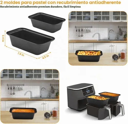 Vista 2 de Accesorios para freidora de aire de doble cesta, juego de 15 piezas para freidoras de aire Ninja DZ401 DZ201 Foodi de doble zona con 100 forros
