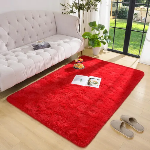 Vista 21 de DETUM Alfombra pequeña de 2 x 3 pies para dormitorio, Kicthen entrada, pasillo, lavable, antideslizante, color borgoña, alfombras de felpa