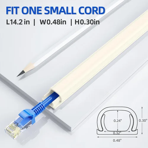 Vista 2 de Delamu – Funda para cable beige, cubiertas de cable para 1 cable en la pared, cubiertas de cable de tamaño mini para cables en la pared, cubierta