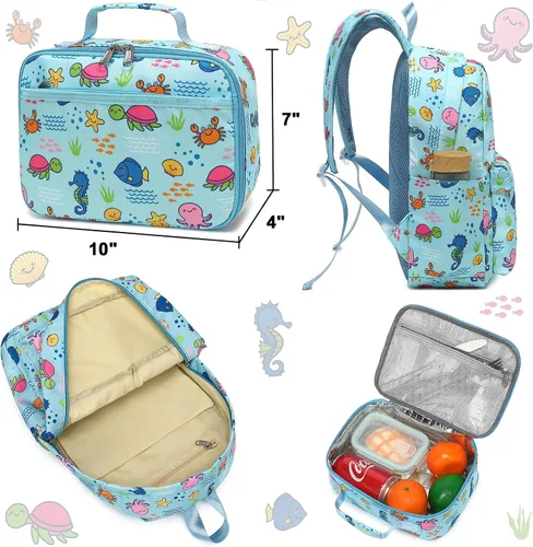 Vista 5 de CAMTOP - Conjunto de mochila y lonchera con estampados divertidos para niños de preescolar y primaria