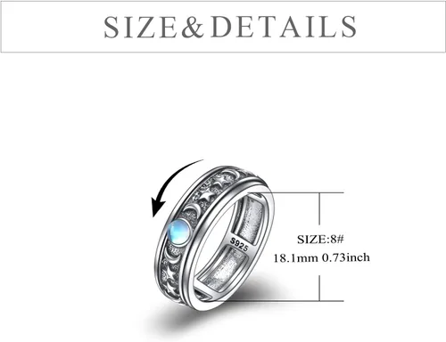 Vista 6 de POPLYKE Anillos giratorios giratorios de plata de ley para mujer, para aliviar el estrés, regalo