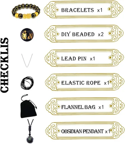 Vista 4 de Pulsera Feng Shui de obsidiana negra, personaje vietnamita Sagin Pixiu para protección que puede traer suerte y prosperidad, adecuada para cualquier