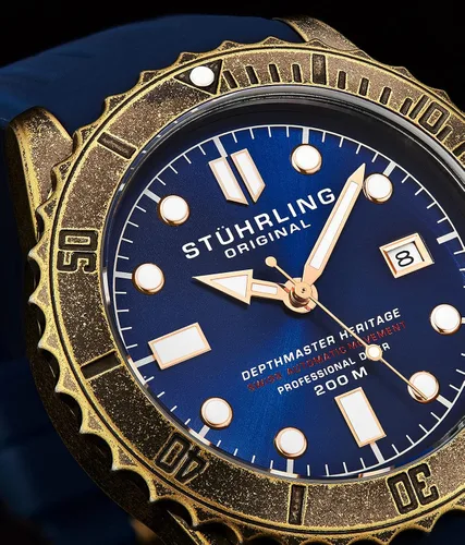Vista 2 de Stuhrling Original - Reloj suizo automático para hombre con correa de goma