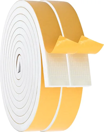Vista 40 de Burlete de cinta de espuma autoadhesiva blanca para puertas y ventanas de 1 pulgada × 3/4 pulgada × 13 pies, tira de sellado de espuma de alta Blanco