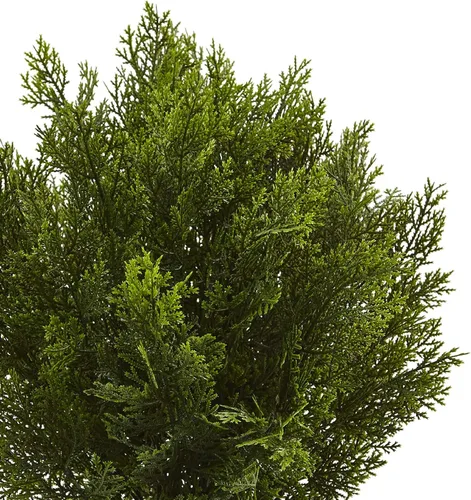 Vista 3 de Nearly Natural Arbusto artificial de cedro de 2 pies (interior/exterior) Textured Adjustable Branches, Maintenance-Free, Black Nursery Pot