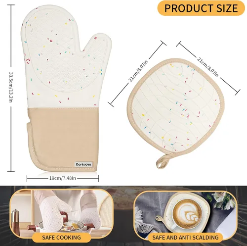 Vista 2 de Guantes de horno lindos, manoplas de cocina, guantes de horno para la cocina, guantes de horno para la cocina, guantes de horno de silicona lavables
