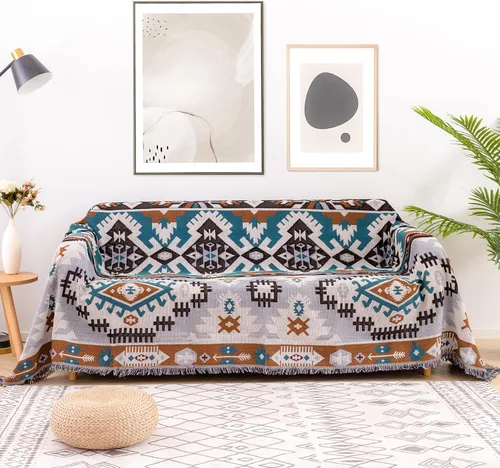 Vista 13 de Homcosan Fundas para sofá, funda de toalla de algodón de punto geométrico para sofá de 2 plazas, muebles de sofá, protector de mascotas, mantas