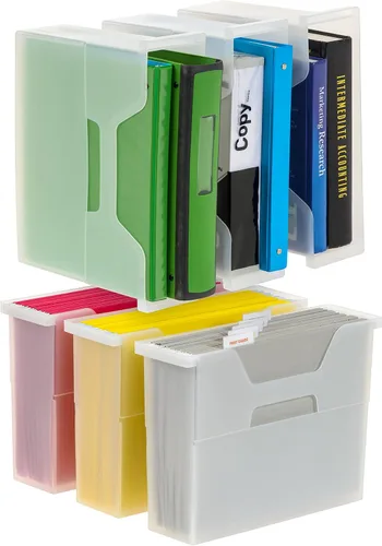Vista 11 de IRIS Contenedor de plástico para libros de Estados Unidos, paquete de 8, caja de contenedor de conexión vertical para oficina, dormitorio, estudio