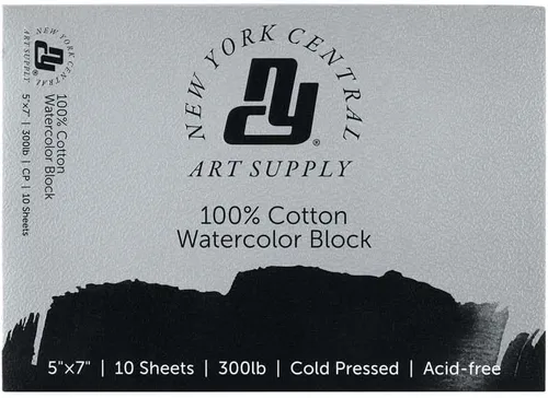 Vista 13 de New York Central Bloque de acuarela, prensa fría de 300 libras/22.58 oz/m², 4 x 10 pulgadas, 10 hojas en total, papel de acuarela archivado
