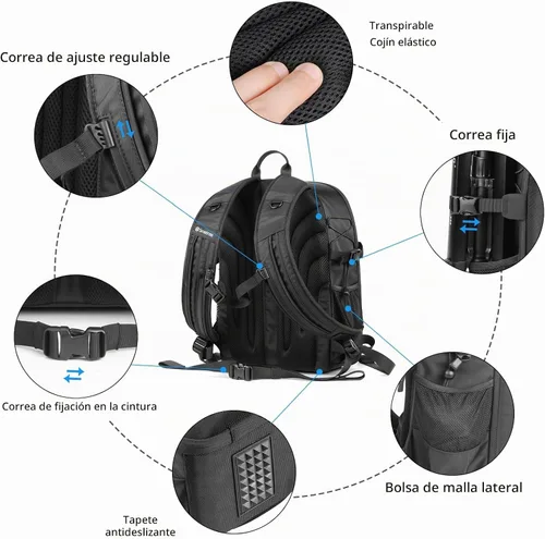 Vista 5 de Smatree Mochila profesional para DJI Air 3 Negro - Para DJI Air 3