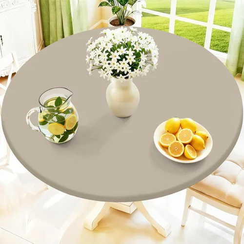 Vista 20 de Moosfor Mantel redondo de elastano, elástico ajustable impermeable para mesas de 18 a 24 pulgadas, mantel de picnic elástico lavable para Azul