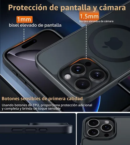 Vista 7 de FNTCASE - Funda para iPhone 16 Pro: magnética, mate, translúcida, de grado militar, protectora contra caídas, resistente, fina, duradera y a prueba
