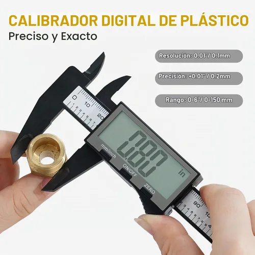 Vista 5 de Calibre digital, calibre Sangabery de 6 pulgadas con pantalla LCD extragrande, herramienta de medición de pinzas Vernier de plástico, regla