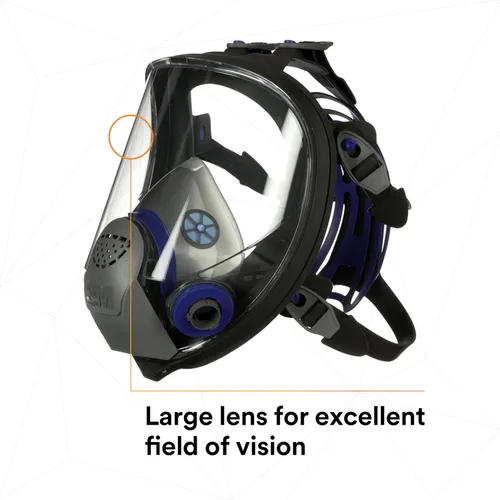 Vista 6 de Respirador reutilizable 3M Ultimate FX serie FF con máscara completa, protección respiratoria, S, Negro/Azul, 1