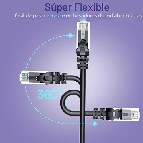 Vista 5 de Cable Ethernet Cat 6 de 50 pies para exteriores e interiores, cable de conexión Ethernet Cat6 de 10 Gbps, cable de red UTP Cat6 de alta velocidad