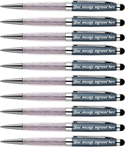Vista 13 de Ancolo Bolígrafos grabados de lujo con punta de lápiz capacitivo, repuestos de tinta negra de cristal, bolígrafos de calidad, personalizados