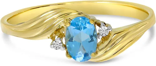 Vista 6 de Anillo de topacio azul y diamante en oro amarillo de 10 quilates
