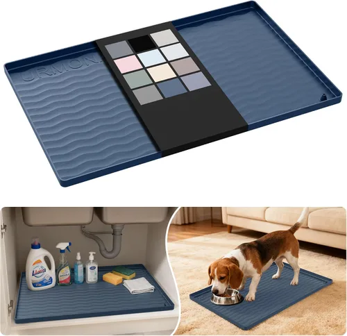 Vista 123 de URMONA - Tapete de silicona impermeable para debajo del fregadero, 16 x 10 Beige