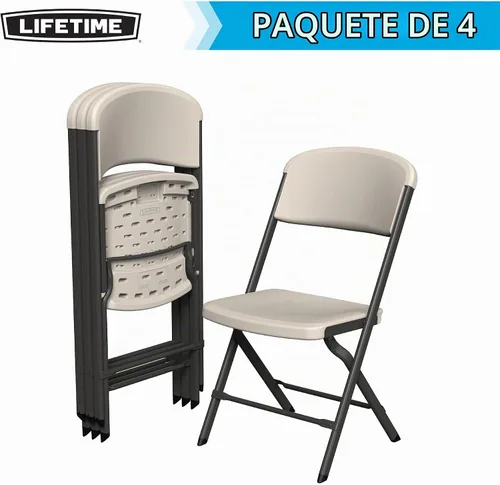 Vista 4 de LIFETIME Sillas plegables, silla plegable resistente contorneada para mayor comodidad, paquete de 4