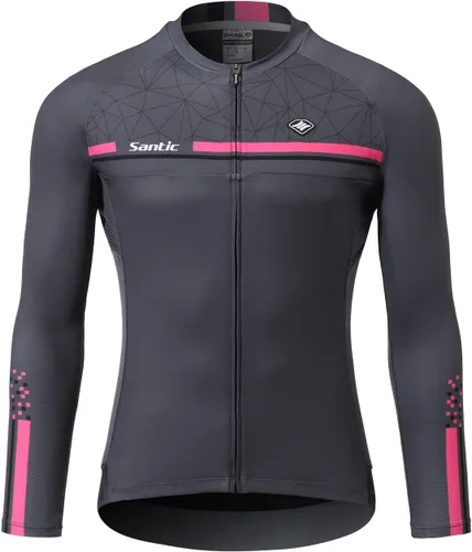 Vista 69 de Santic - Camiseta de ciclismo para hombre, manga larga, reflejante, cremallera completa, con bolsillos