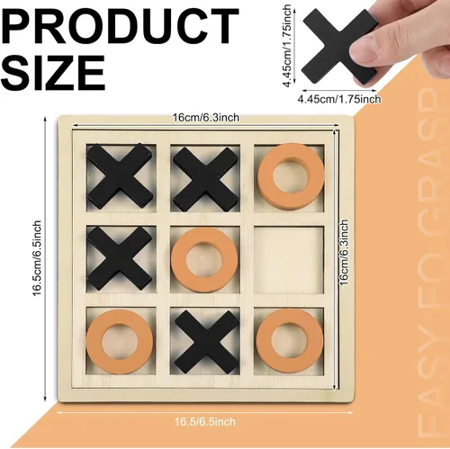 Vista 2 de Seenelling Juego de madera jumbo de Tic Tac Toe Actividades de demencia para personas mayores con Alzheimers con plantillas de rompecabezas y juego