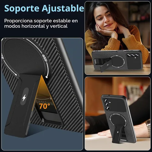 Vista 4 de Funda OWKEY Samsung Galaxy A13 5G, Funda Magnética para Teléfono con Soporte y Protector de Pantalla, Funda Protectora Antihuellas y a Prueba de A13