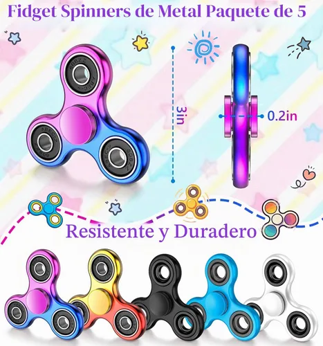 Vista 2 de ATESSON Paquete de 5 Fidget Spinner Metal Fidget Spinners Juguetes para 2-Multicolor