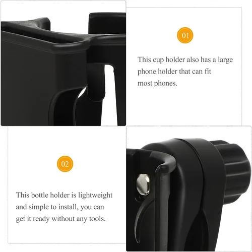 Vista 2 de Soporte para botellas de cochecito para bebidas y teléfonos, material ligero, clip conveniente, cochecito, caminantes de compras