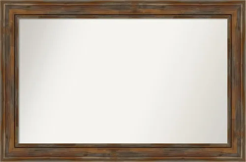 Vista 139 de Amanti Art Espejo de baño marrón para sobre fregadero, 26 x 26 pulgadas, espejo de tocador cuadrado marrón rústico Alexandria, marco de madera