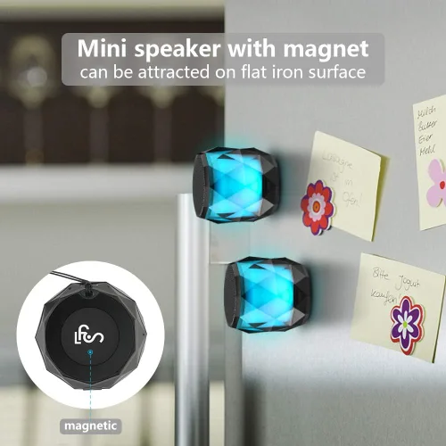 Vista 4 de LFS Altavoz Bluetooth Portátil con Luces, Altavoz Inalámbrico Impermeable de Luz Nocturna Magnético, LED de 7 Colores Auto-Cambiante, Micrófono