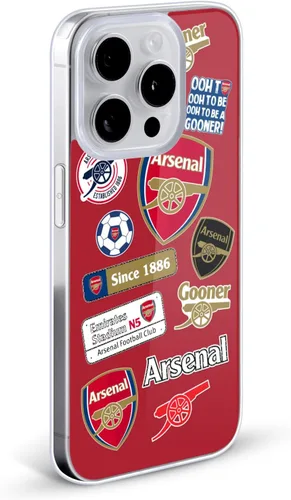 Vista 2 de Head Case Designs Funda de gel suave con licencia oficial del Arsenal FC Collage Logos compatible con Apple iPhone 13