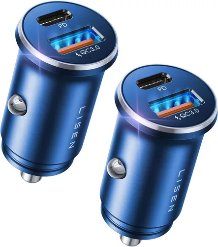 Vista 10 de LISEN Cargador de coche USB C del adaptador del encendedor de cigarrillos Negro